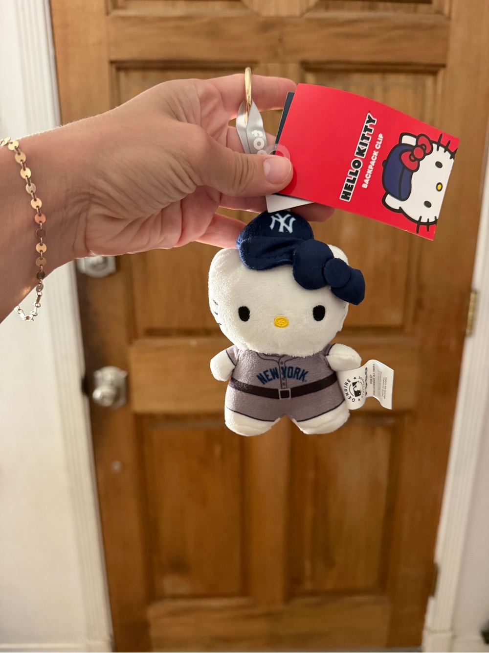 Hello Kitty New York Plush Keychain - Navy, White, Yellow